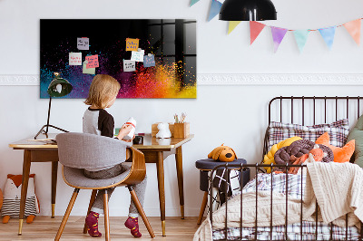 Beschrijfbaar magneetbord van glas met design Een explosie van kleuren