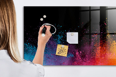 Beschrijfbaar magneetbord van glas met design Een explosie van kleuren
