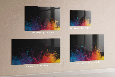Beschrijfbaar magneetbord van glas met design Een explosie van kleuren