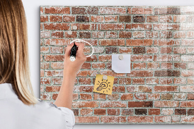 Glazen magneetbord met decoratieve print bakstenen muur