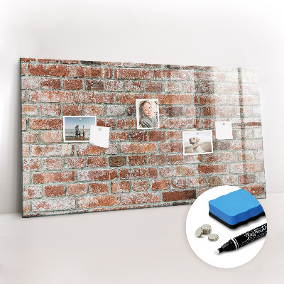 Glazen magneetbord met decoratieve print bakstenen muur