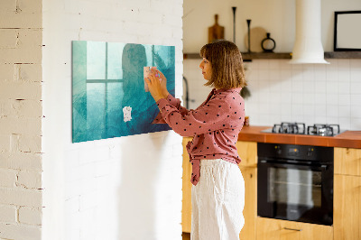 Beschrijfbaar magneetbord van glas met design Abstractiediepte