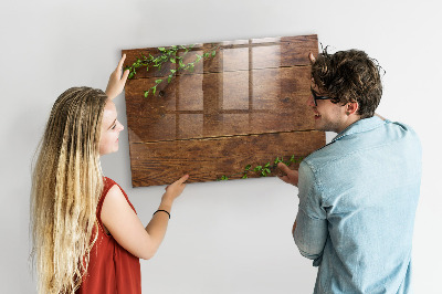 Beschrijfbaar magneetbord van glas met design Rustiek hout