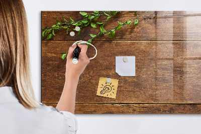 Beschrijfbaar magneetbord van glas met design Rustiek hout