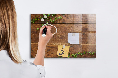 Beschrijfbaar magneetbord van glas met design Rustiek hout