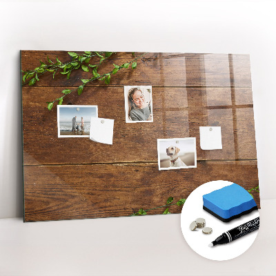 Beschrijfbaar magneetbord van glas met design Rustiek hout