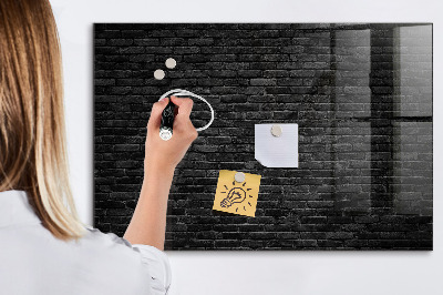 Glazen magneetbord met decoratieve print Donkere bakstenen muur