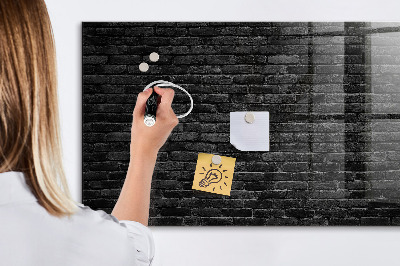 Glazen magneetbord met decoratieve print Donkere bakstenen muur