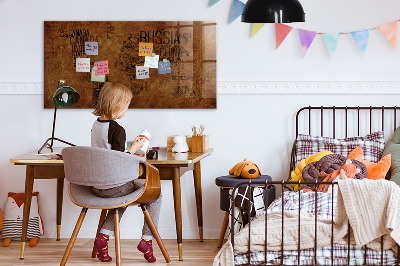 Beschrijfbaar magneetbord van glas met design Kaart met landnamen