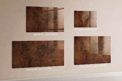 Beschrijfbaar magneetbord van glas met design Kaart met landnamen