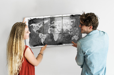 Glazen magneetbord met decoratieve print Retro wereldkaart