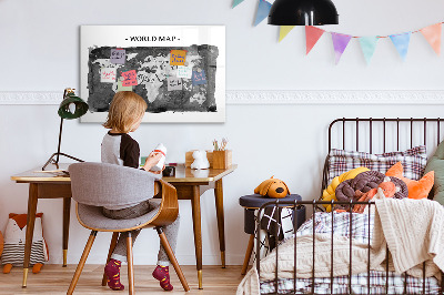 Glazen magneetbord met decoratieve print Retro wereldkaart