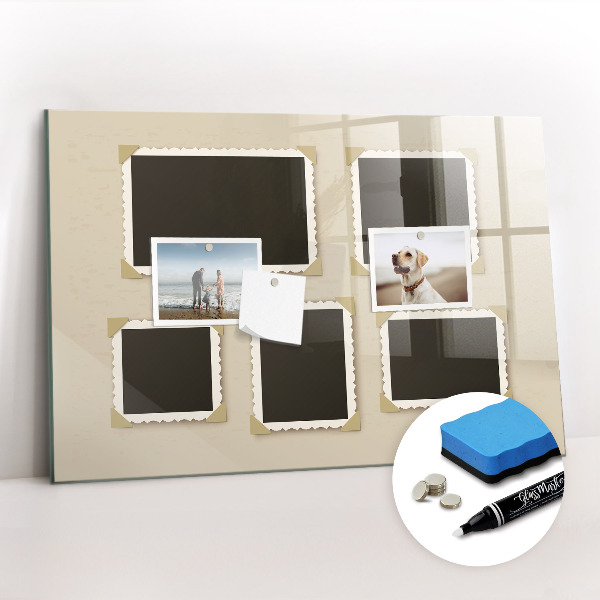 Beschrijfbaar magneetbord van glas met design Retro monturen