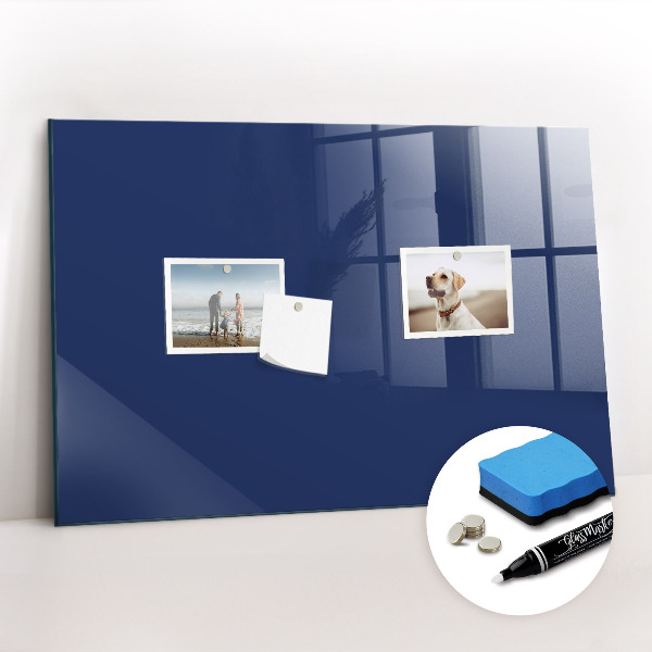 Glazen magneetbord met decoratieve print Marineblauwe kleur