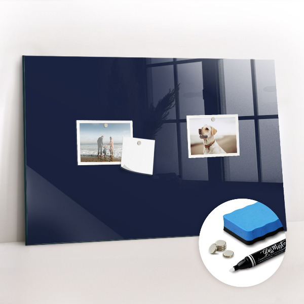 Glazen magneetbord met decoratieve print Kleur: donker marineblauw