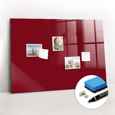 Glazen magneetbord met decoratieve print Bourgondische kleur