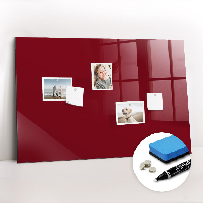 Glazen magneetbord met decoratieve print Bourgondische kleur