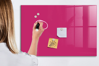 Glazen magneetbord met decoratieve print Sterke roze kleur