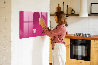 Glazen magneetbord met decoratieve print Sterke roze kleur