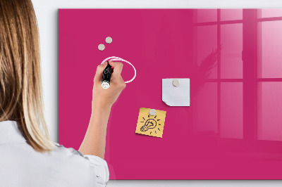 Glazen magneetbord met decoratieve print Sterke roze kleur