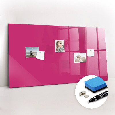 Glazen magneetbord met decoratieve print Sterke roze kleur