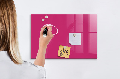 Glazen magneetbord met decoratieve print Sterke roze kleur