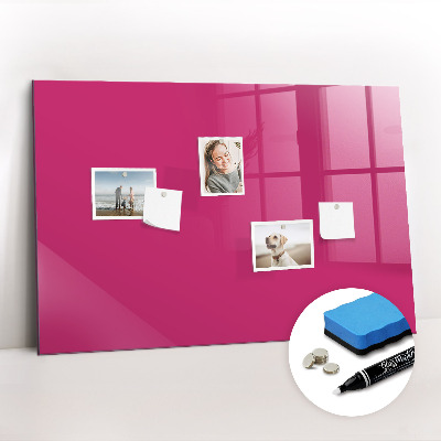 Glazen magneetbord met decoratieve print Sterke roze kleur