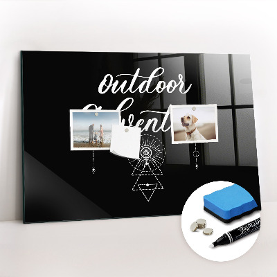 Glazen magneetbord met decoratieve print Buitenavontuur