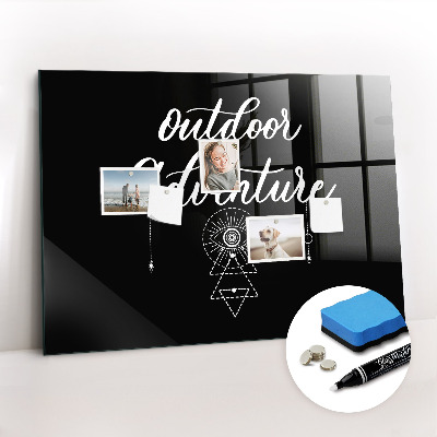 Glazen magneetbord met decoratieve print Buitenavontuur