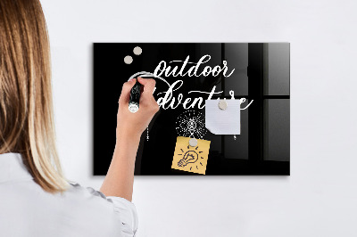 Glazen magneetbord met decoratieve print Buitenavontuur
