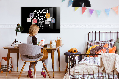 Glazen magneetbord met decoratieve print Buitenavontuur