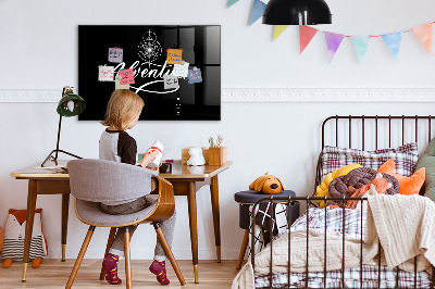 Beschrijfbaar magneetbord van glas met design Avontuur
