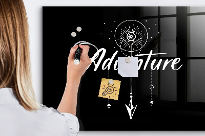 Glazen magneetbord met decoratieve print Avontuur