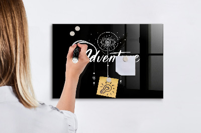Glazen magneetbord met decoratieve print Avontuur