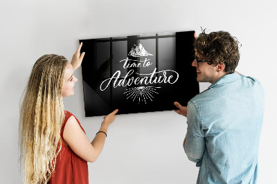 Beschrijfbaar magneetbord van glas met design Avontuur