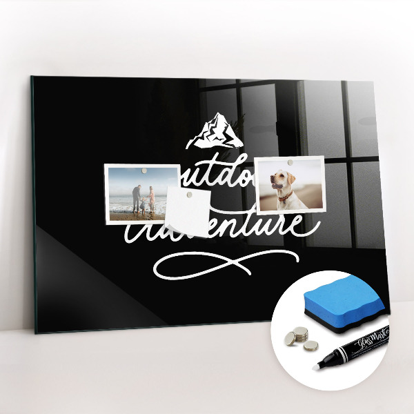 Glazen magneetbord met decoratieve print Buitenavontuur