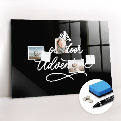 Glazen magneetbord met decoratieve print Buitenavontuur