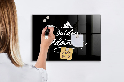 Glazen magneetbord met decoratieve print Buitenavontuur