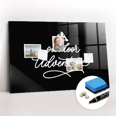 Glazen magneetbord met decoratieve print Buitenavontuur