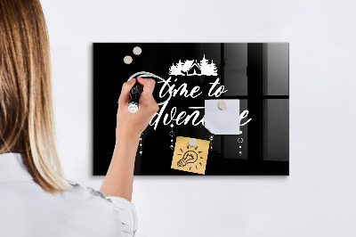 Glazen magneetbord met decoratieve print Tijd voor avontuur