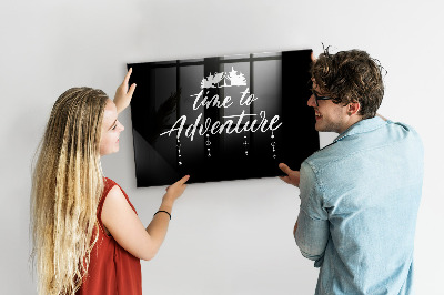 Glazen magneetbord met decoratieve print Tijd voor avontuur