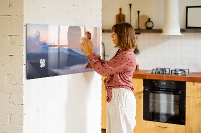 Uitwisbaar glazen planbord met magnetische functie Prachtig landschap
