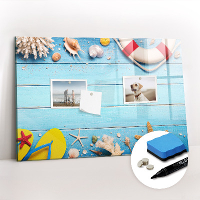 Magnetisch planbord voor de muur van bedrukt glas Strandgadgets