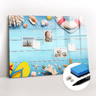 Magnetisch planbord voor de muur van bedrukt glas Strandgadgets