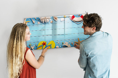 Magnetisch planbord voor de muur van bedrukt glas Strandgadgets