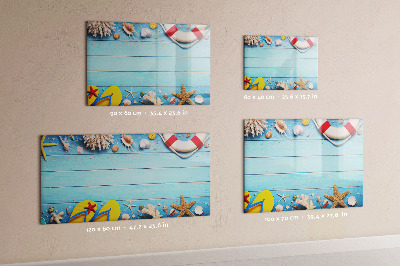 Magnetisch planbord voor de muur van bedrukt glas Strandgadgets