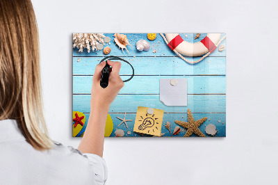 Magnetisch planbord voor de muur van bedrukt glas Strandgadgets