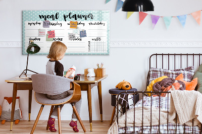 Magnetisch planbord voor de muur van bedrukt glas Maaltijdplanner