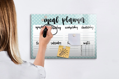Magnetisch planbord voor de muur van bedrukt glas Maaltijdplanner