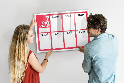 Beschrijfbaar magneetbord van glas met design Wekelijkse planner